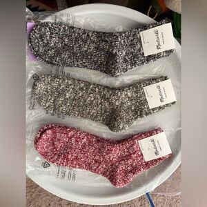 NWT Madewell Ribbed Ankle Speckled Socks Trio